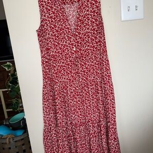 Chaps Floral Red Sleeveless Dress